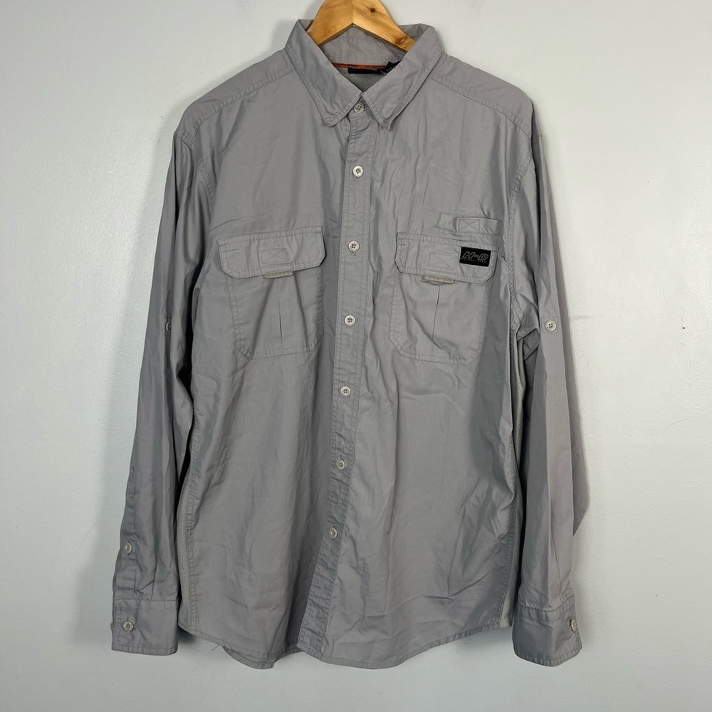 Harley-Davidson performance vented long sleeve button down size large grey